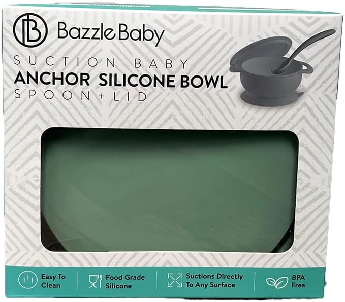 Bazzle Baby Silicone Suction Bowls with Suction Lid and Spoon | 3-piece set | BPA Free Silicone | Perfect for 4-36 Months.