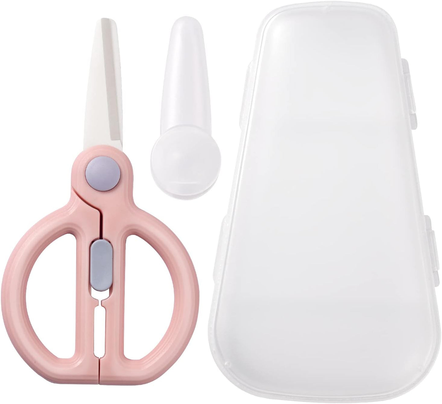Baby Food Scissors with Travel Case, Ceramic Food Scissors Kids, Toddler Scissor with Safety Lock, Ideal for Pizza, Meats, Noodles, Vegetables, and Fruits (C)