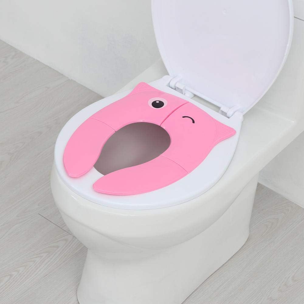 Toilet Potty Training Seat Cover, Travel Toilet Seat, Folding Non Slip Silicone Pads, Travel Portable Reusable Kids Toddlers Boys Girls, Carry Bag (Yellow - Duck)