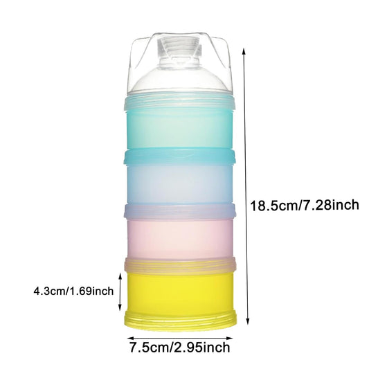 2 PCS 4 Layers Baby Milk Powder Dispenser, Milk Powder Pots,Formula Dispenser Portable Milk Powder Formula Dispenser Container Pot Box Milk Cans Snack Storage Box for Travel (Four-Color)
