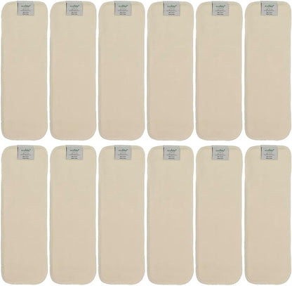 EcoAble 4-Layer Hemp Diaper Inserts – Overnight Boosters for Heavy Wetters – Reusable Absorbency Doublers – Fits Pocket, Cotton Prefold & Cover – Washable Natural Fiber Liners (Pack of 5)