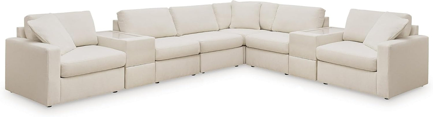 Signature Design by Ashley Modmax Coastal Press-Back Swivel Glider Rocker Recliner with Machine Washable Cover, Hidden Storage Compartments and 2 Bolster Pillows, Beige - Colors B