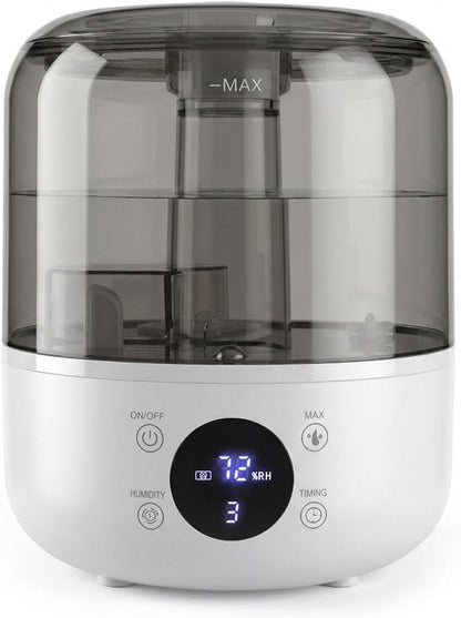 Humidifiers for Bedroom, 3L Top Fill 26H & Quiet Runtime for Large Room, Cool Mist Ultrasonic Humidifier with Humidity Sensor, Aroma Diffuser, Air Humidifier for Home, Baby, Nursery, Plants