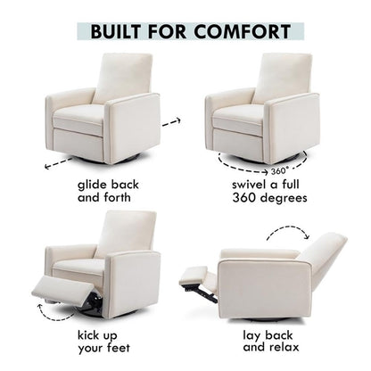 Davinci Penny Recliner and Swivel Glider in Performance Cream Eco-Weave, Water Repellent, Greenguard Gold Certified, CertiPUR-US Certified