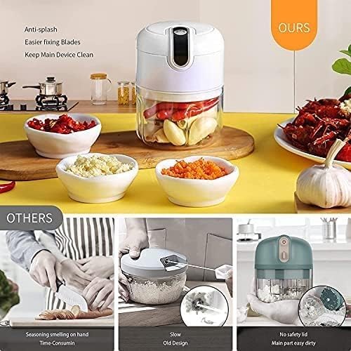 Deepcrush Electric Garlic Chopper & Vegetable Dicer – 3-in-1 Automatic Garlic Peeler, Mincer, and Baby Food Maker, Compact Kitchen Chopper with Smart Processor Function