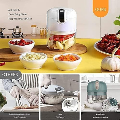 Deepcrush Electric Garlic Chopper & Vegetable Dicer – 3-in-1 Automatic Garlic Peeler, Mincer, and Baby Food Maker, Compact Kitchen Chopper with Smart Processor Function