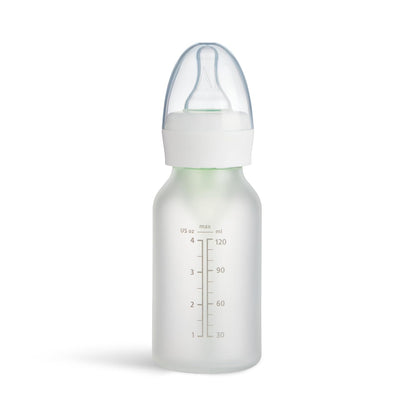 Munchkin Bond Silicone Coated Glass Baby Bottles - Anti-Colic Feeding System with Natural Feel Nipples, 4 Ounce, 2 Pack, White