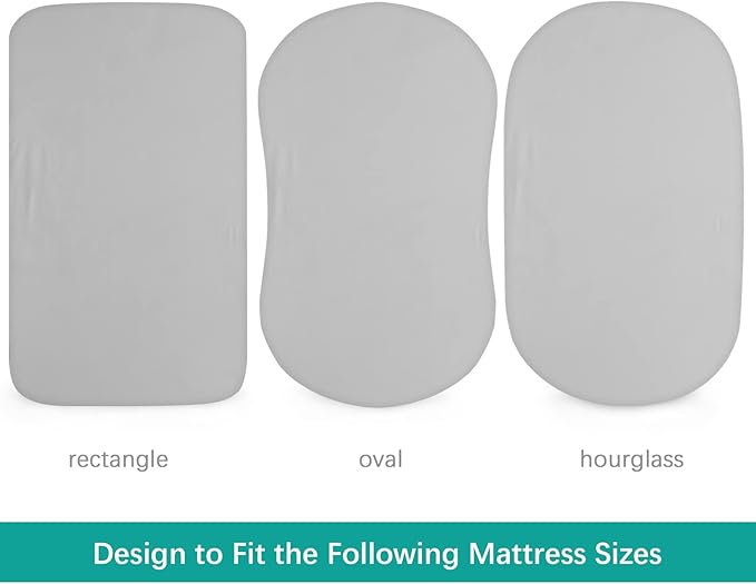 Waterproof Bassinet Sheets Fit for Miclassic, Baby Delight, TCBunny, Milliard, Dream On Me Traveler/Skylar and Other Bedside Sleeper Bassinet Mattress, 2 Pack, Ultra Soft Microfiber Sheets, Grey