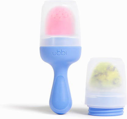 Ubbi Baby Food Feeder & Freezer Tray Set, Infant Teething Relief, BPA-Free, Safely Introduce Solids and Self Feeding, Freezable Popsicle Molds, Dishwasher Safe, Smoothie Purple & Zest Green