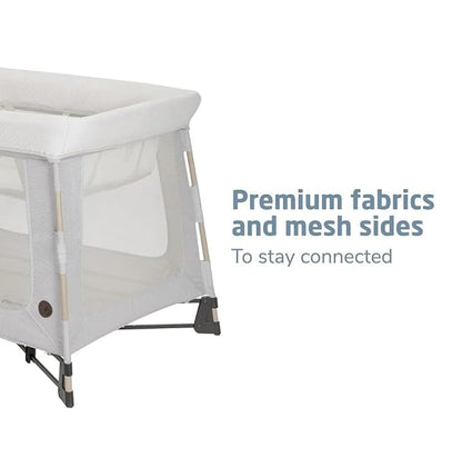 Maxi-COSI Swift Baby Playard with Mat, Baby Playpen, Play Yard with Bassinet, Portable Playpen for Babies and Toddlers, Onyx Sand