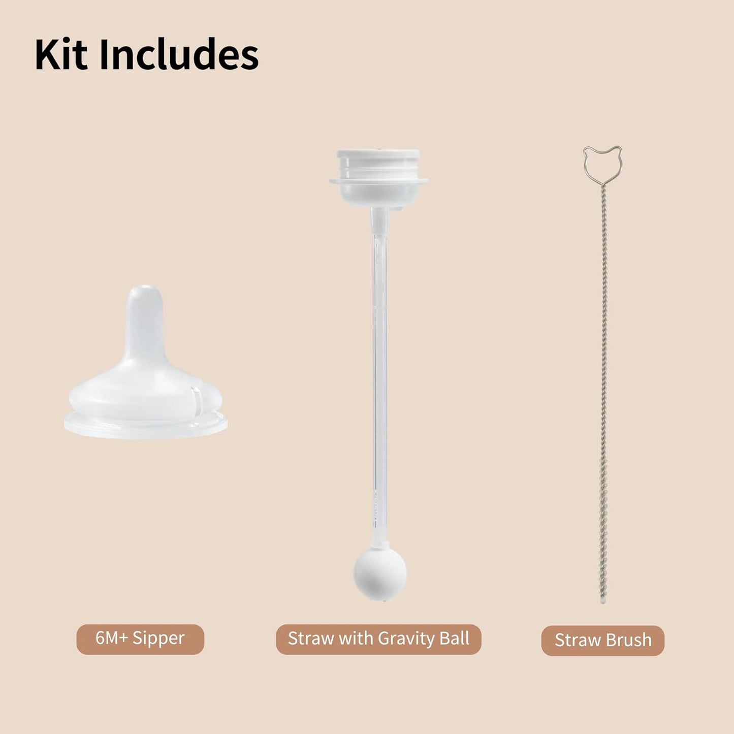 Pigeon Sippy Straw Conversion Kit for Babies 6M+ | Soft Silicone Sipper, Weighted Straw & Cleaning Brush | Smooth Bottle-to-Cup Transition
