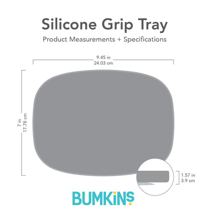Bumkins Toddler and Baby Suction Plate, Divided Grip Dish for Babies and Kids, Baby Led Weaning, Feeding Supplies, Sticks to Tables and Highchairs, Platinum Silicone, for Chidren 6 Months, Gray