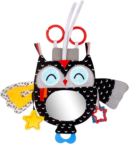 Caterbee Baby Black and White Toy with in-Sight Car Mirror for Hanging car seat, Stroller, Crib, High Contrast Baby Toys for Neborn Tummy time (White&Black)
