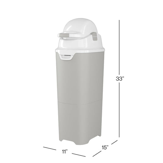 Foundations Tall Diaper Pail with Airtight Lid - Durable & Odorless Diaper Disposal, Large Capacity, Holds up to 60 Newborn Diapers, Refill with Any Bags, Baby Registry Gift - Gray (9612057)