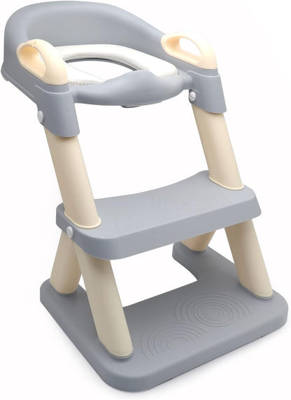 HTTMT- Giraffe Potty Training Toilet Ladder Seat With Upgraded Cushion Step Stool Ladder Toilet Chair/Toilet Trainer for Baby Toddler Kids Children In Pink [P/N: ET-BABY001-PINK STEP]