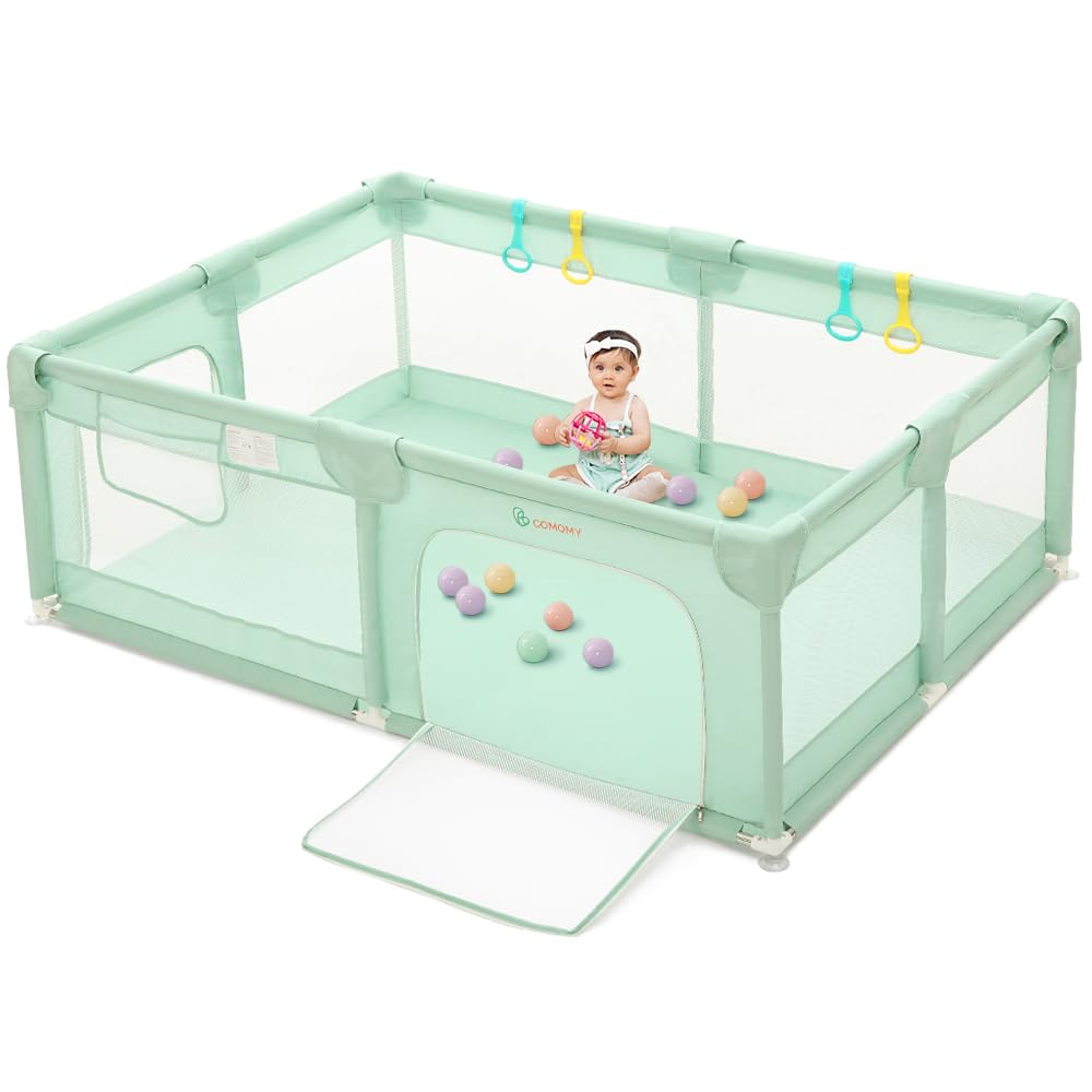 COMOMY Playpens for Babies and Toddlers, Small Baby Play Pens, Activity Center for Safe and Non-Slip Baby Fence, Full Mesh Design, Indoor & Outdoor Kids Activity Center (Dark Grey, 36"x36")