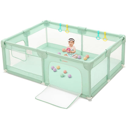 COMOMY Playpens for Babies and Toddlers, Small Baby Play Pens, Activity Center for Safe and Non-Slip Baby Fence, Full Mesh Design, Indoor & Outdoor Kids Activity Center (Dark Grey, 36"x36")