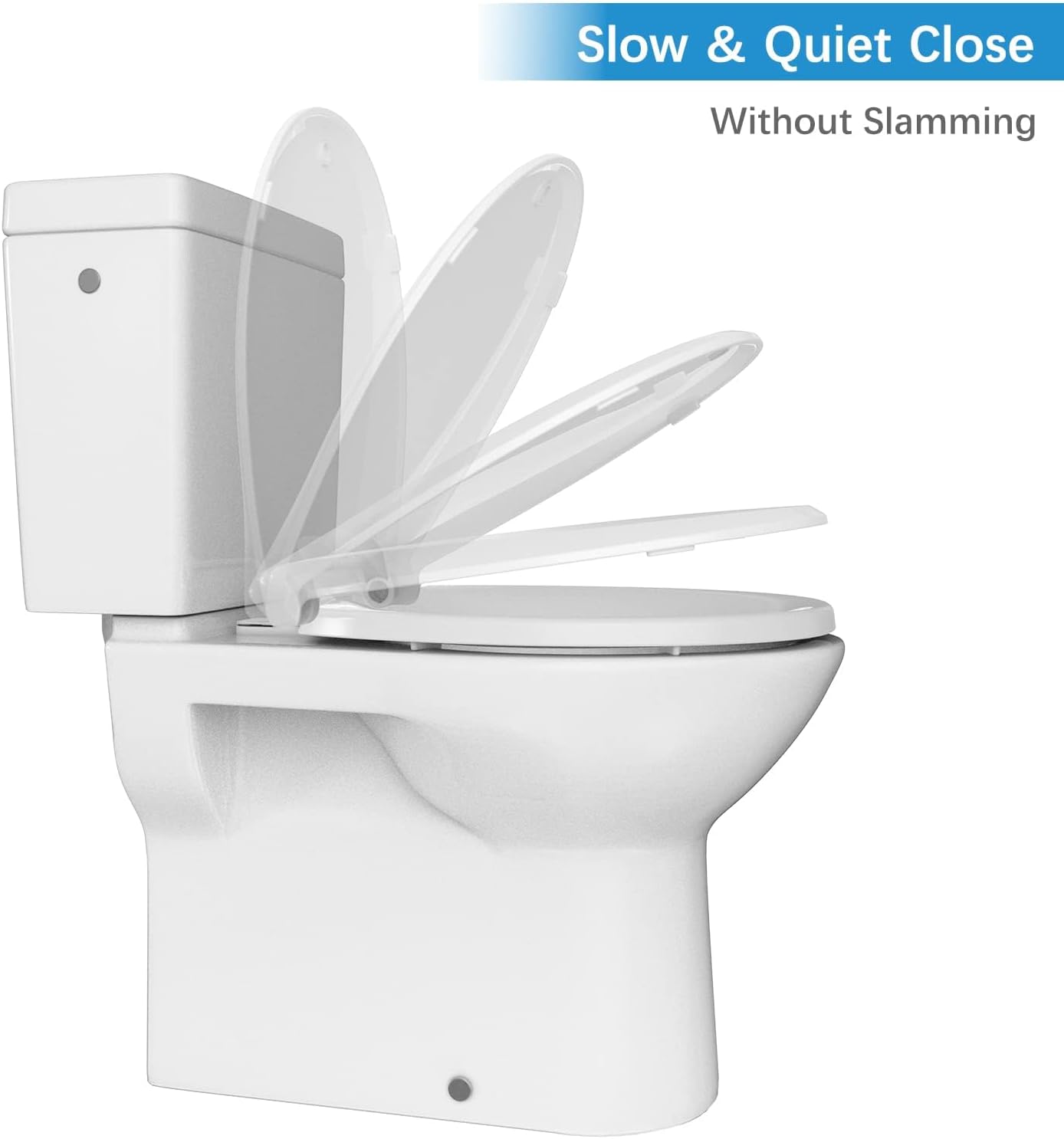 17" White Round Toilet Seat for Adult and Child, Built-In Potty Training Seat with Soft Quiet Close Non-Slip Design, Magnetic Kids Seat and Cover for Round/Oval Toilets, Easy to Install and Clean