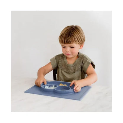 ezpz Mini Mat (Blush) - 6 -12 Months+ - 100% Silicone Suction Placemat + Divided Plate with Three Compartments - Supports Baby-Led Weaning - Designed for Highchair, Table, and Travel