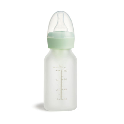 Munchkin Bond Silicone Coated Glass Baby Bottles - Anti-Colic Feeding System with Natural Feel Nipples, 4 Ounce, 2 Pack, White