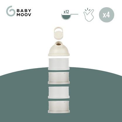 Babymoov Babydose Formula Dispenser On-the-Go, BPA-Free Baby Formula and Snack Container, Travel Essential, 4 Airtight Compartments, XL Capacity, Ergonomic, Dishwasher-Safe, Made in France, Green