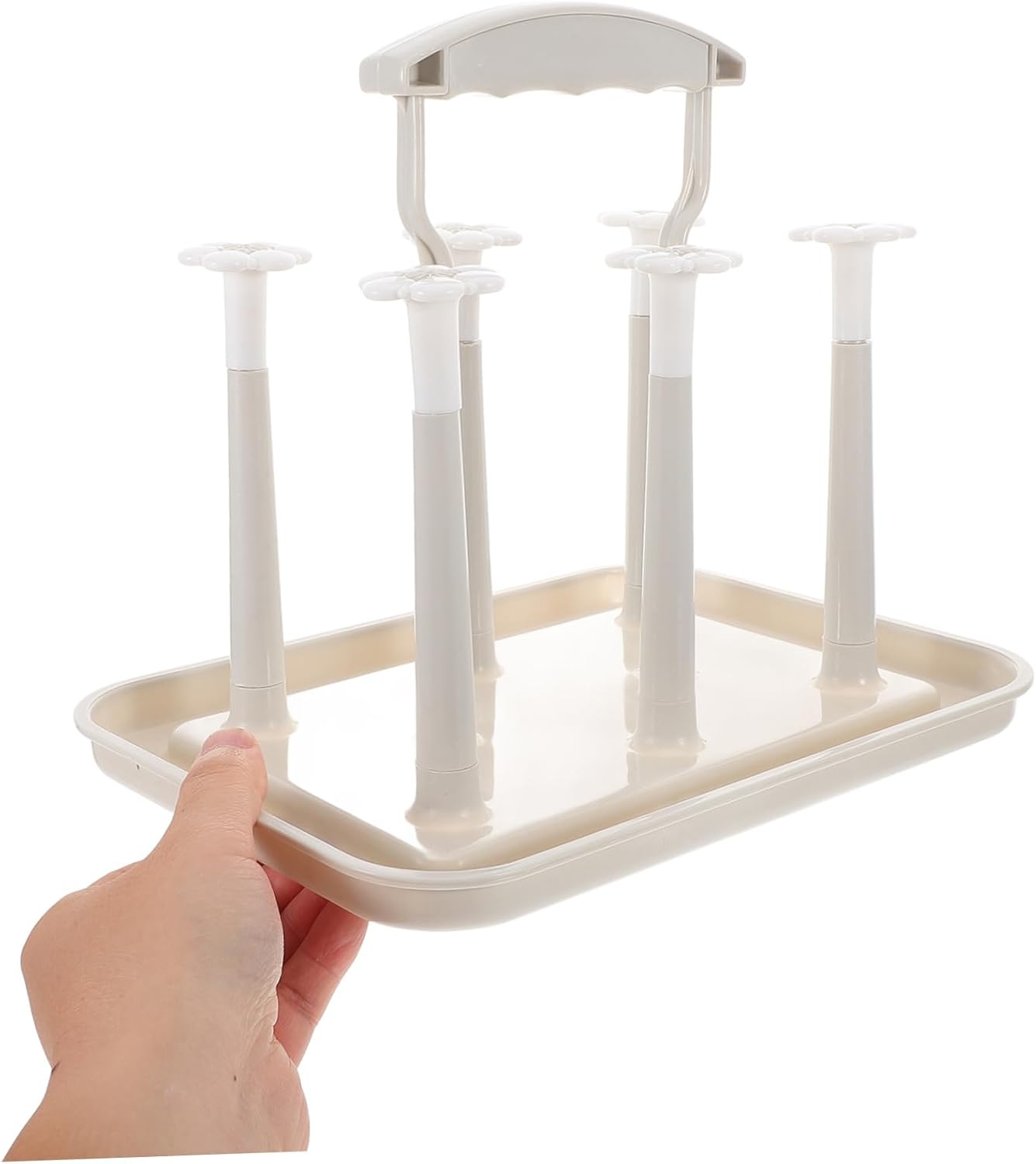 Toyvian Space Saving Baby Bottle Drying Rack with Cup Holder for Countertop Portable Baby Bottle Drain Rack for Kitchen and Nursery Organization