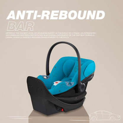 Cybex Aton G Swivel Infant Car Seat with 180-Degree Rotate, Linear Side-Impact Protection, 11-Position Headrest, SensorSafe & Safelock Base, Seashell Beige