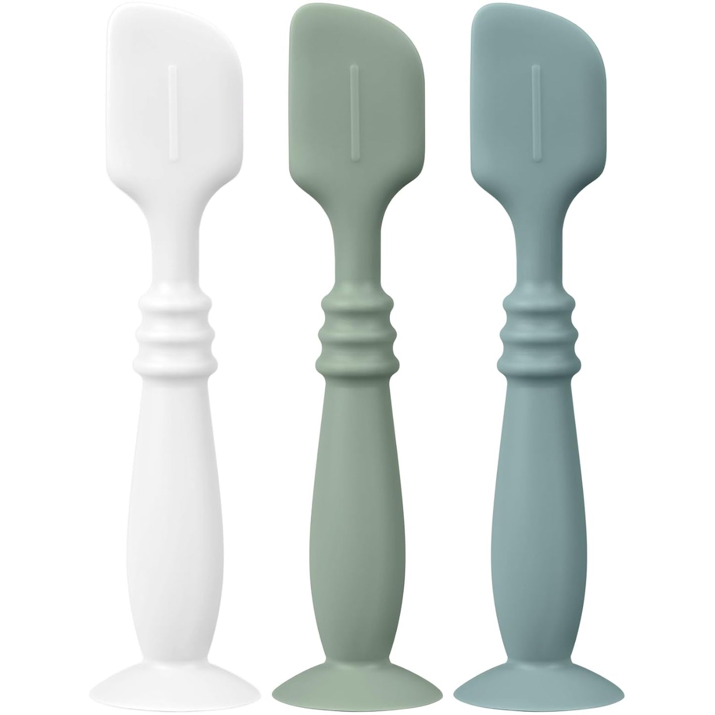3 Packs Silicone Diaper Cream Applicator with Suction Base, Diaper Cream Spatula Applicator for Babies, Soft Silicone Diaper Cream Brush (Sage/Ether/Natural)