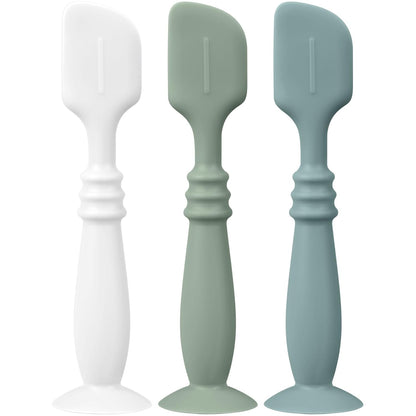 3 Packs Silicone Diaper Cream Applicator with Suction Base, Diaper Cream Spatula Applicator for Babies, Soft Silicone Diaper Cream Brush (Sage/Ether/Natural)