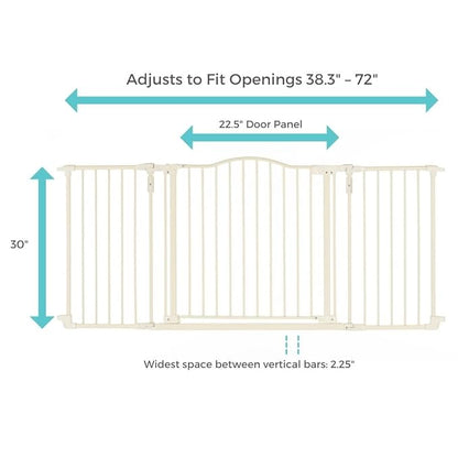 Toddleroo by North States - Deluxe Décor Safety Gate: Hardware Mounted Extra Wide Metal Baby Gate - Adjustable Child Gate - 38.3 to 72 Inches Wide - 30 Inches Tall - Warm White