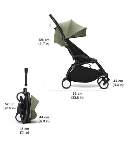Stokke YOYO3 Stroller from 6 Months - Includes Black Frame, Seat Cushion & Canopy - Folds in & Out in a Flash - Light & Compact - Carry-On Compatible