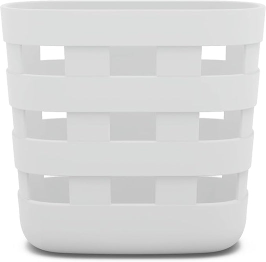 Lalo Bath Time Storage Bin - Keep Items Organized & Dry with Non-Toxic Plastic, Easy Cleanup, Removable Drying Bin, Woven Baby Organizer, Secure Wall Attachment, 9 x 5.5 x 8.5 in - Coconut