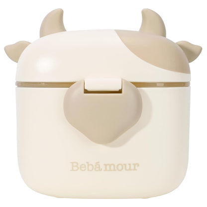 Bebamour Baby Formula Dispenser, BPA Free Portable Milk Powder and Candy Fruit Snack Storage Container with Scoop and Leveller for Travel, 450 ML, Green Cow