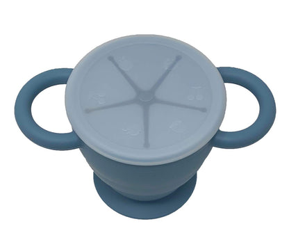 BraveJusticeKidsCo | Snack Attack II Snack Cup | Collapsible Silicone Snack Container | Toddler and Baby Snack Catcher Lid (Honey Ginger)