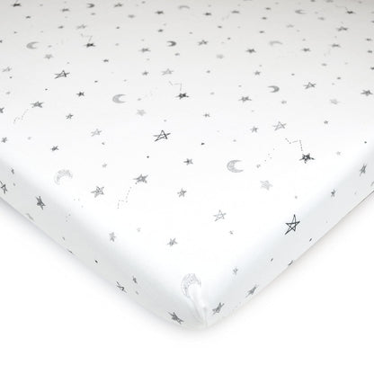 American Baby Company 100% Natural Cotton Fitted Pack and Play Sheet 39" x 27" - Soft & Breathable Pack N Play Sheet for Playpen, Playard & Mini Crib Mattress, Navy Whale, for Boys & Girls