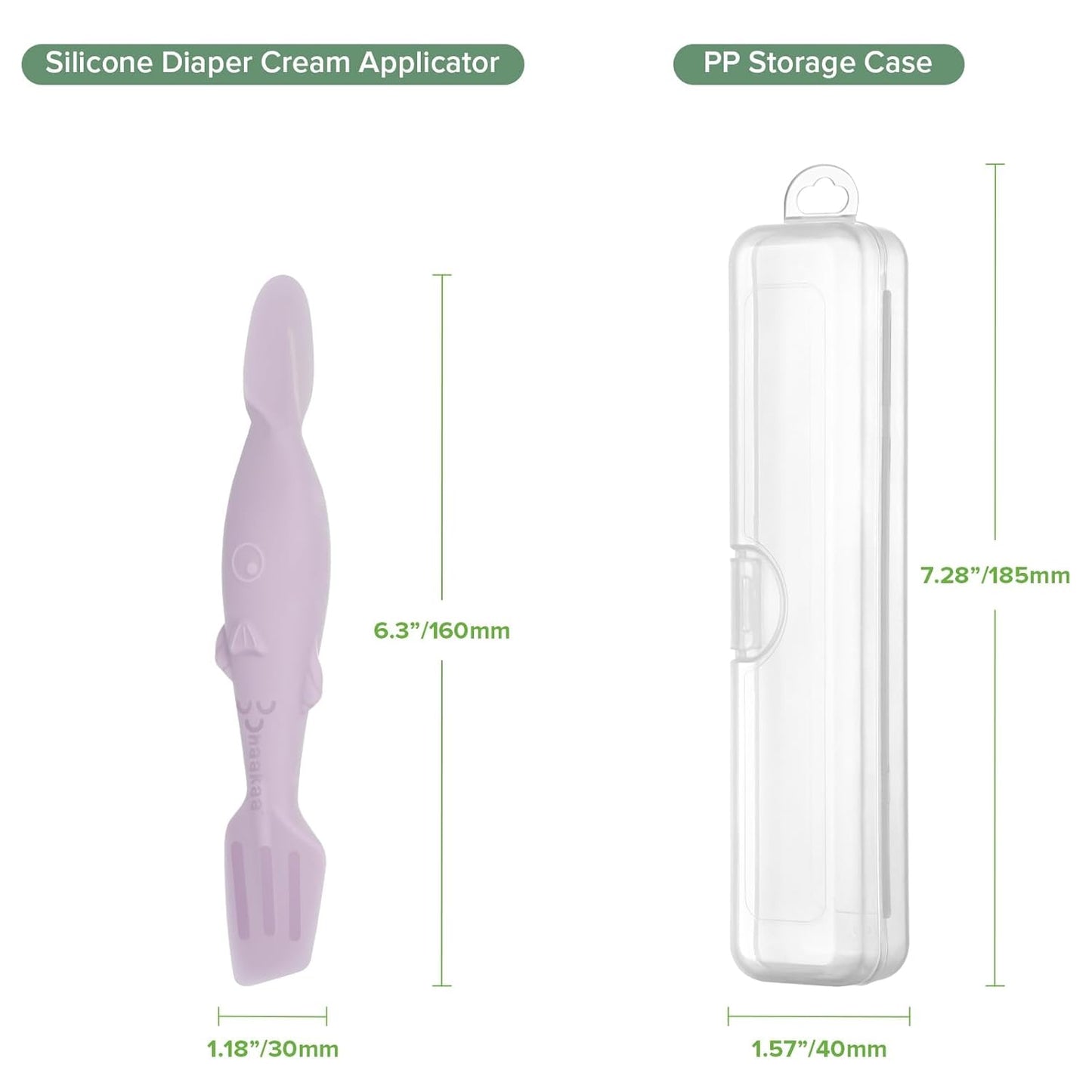 haakaa Baby Diaper Cream Spatula, NoMess Dual-Ended Silicone Diaper Rash Cream Applicator with Hygienic Case, Butt Spatula for Baby, Beige