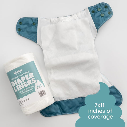 Kinder Cloth Diapers Unscented Diaper Liners, Fragrance-Free, Chlorine Free, One Size, 200 Liners (2 Rolls of 100 Sheets)