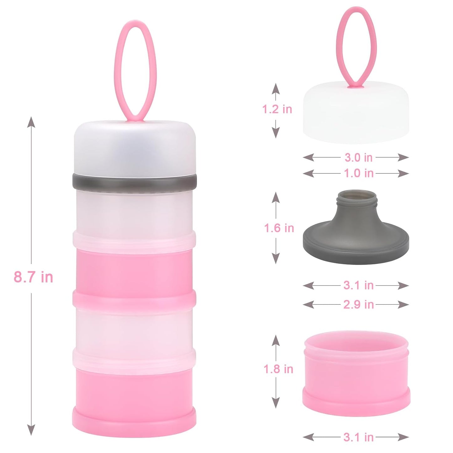 Accmor Baby Formula Dispenser On The Go, Stackable Formula Dispenser Formula Container to Go, Non-Spill Portable Milk Powder Kids Snack Storage Container, BPA Free