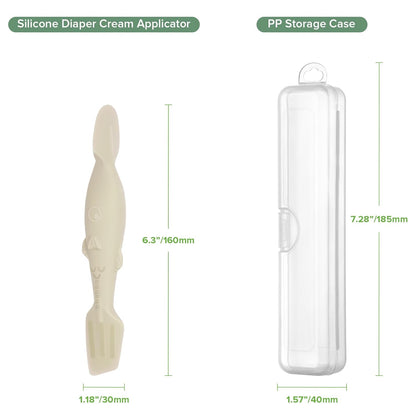 haakaa Baby Diaper Cream Spatula, NoMess Dual-Ended Silicone Diaper Rash Cream Applicator with Hygienic Case, Butt Spatula for Baby, Beige