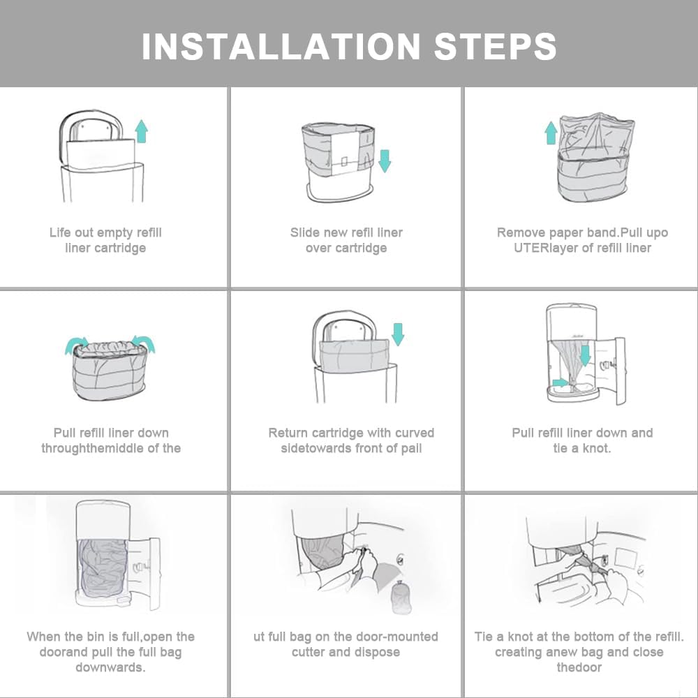 Diaper Disposal Liner Refills Compatible with Janibell Akord 330 Slim Adult Diaper Disposal System,Adult Diaper System, Lightly Scented, 4 Pack
