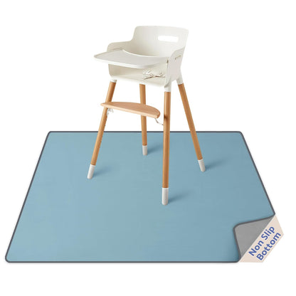 Blissful Diary Baby Splat Mat for Under High Chair, 50.4 x 50.4 Inch Wipeable Splash Mat, Waterproof and Washable, Anti-Slip Floor Protector, Retro Rainbow