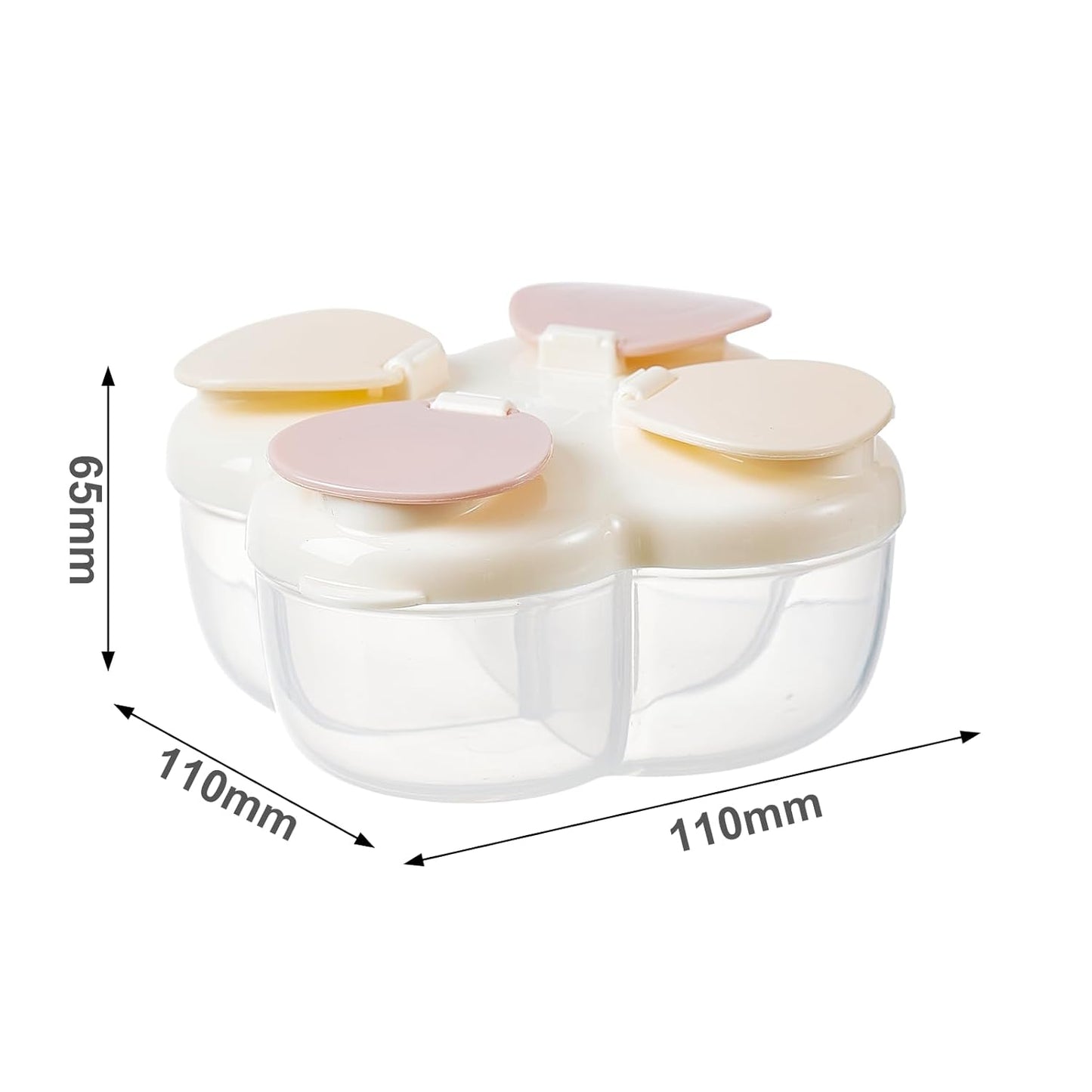 Formula Dispenser No-Spill with Four Compartment, Infant Milk Powder Dispenser Portable On The Go, Kids Snack Formula Containers for Travel Hold Outdoor, Violet