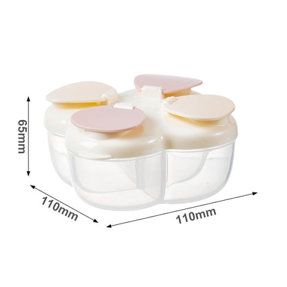 Formula Dispenser No-Spill with Four Compartment, Infant Milk Powder Dispenser Portable On The Go, Kids Snack Formula Containers for Travel Hold Outdoor, Violet