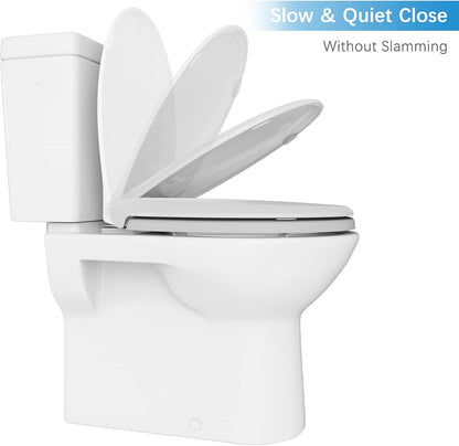 Toilet Seat, Elongated Toilet Seat with Toddler Seat Built in, Potty Training Toilet Seat Elongated Fits Both Adult and Child, with Slow Close and Magnets- Elongated