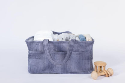 Diaper Caddy Organizer - Mint Curdoroy Baby Storage Bin for Nursery & Car | Baby Shower Basket & registry Essential