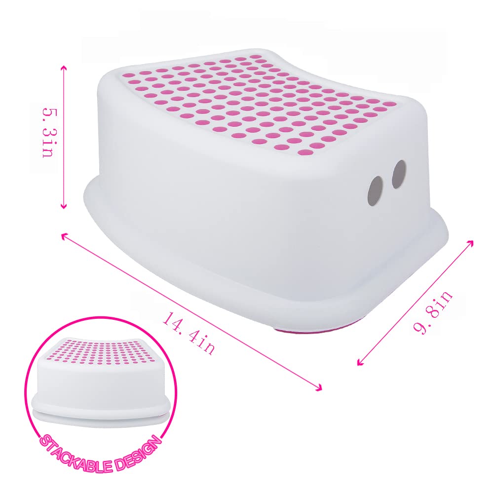 Step Stool for Kids (2 Pack), Toddlers Stool for Potty Training, Bathroom, Kitchen, Bedroom, Toy Room and Living Room. Toilet Stools with Soft Anti-Slip Grips for Safety, Stackable (Grey)