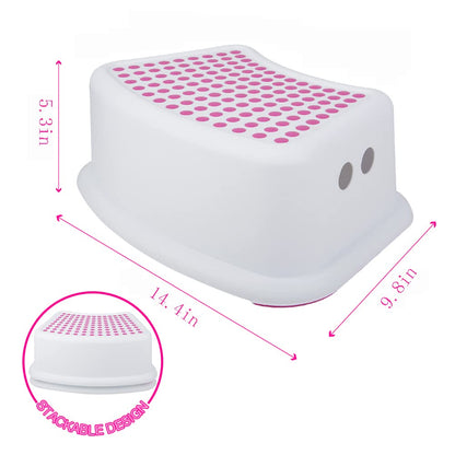 Step Stool for Kids (2 Pack), Toddlers Stool for Potty Training, Bathroom, Kitchen, Bedroom, Toy Room and Living Room. Toilet Stools with Soft Anti-Slip Grips for Safety, Stackable (Grey)