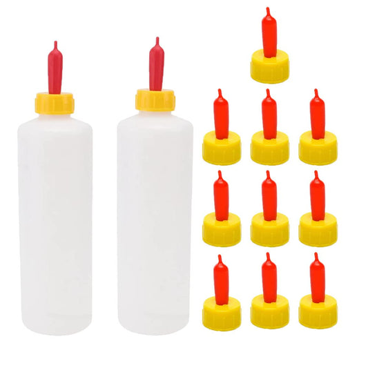 Goat Nipple and Bottles Set, 12 Pieces Small Animal Milk Drink Pritchard Nipple 2 Pieces 400 ml Lamb Feeding Bottle Kit for Feeding Sheep Goat Lamb Puppy (White 12)