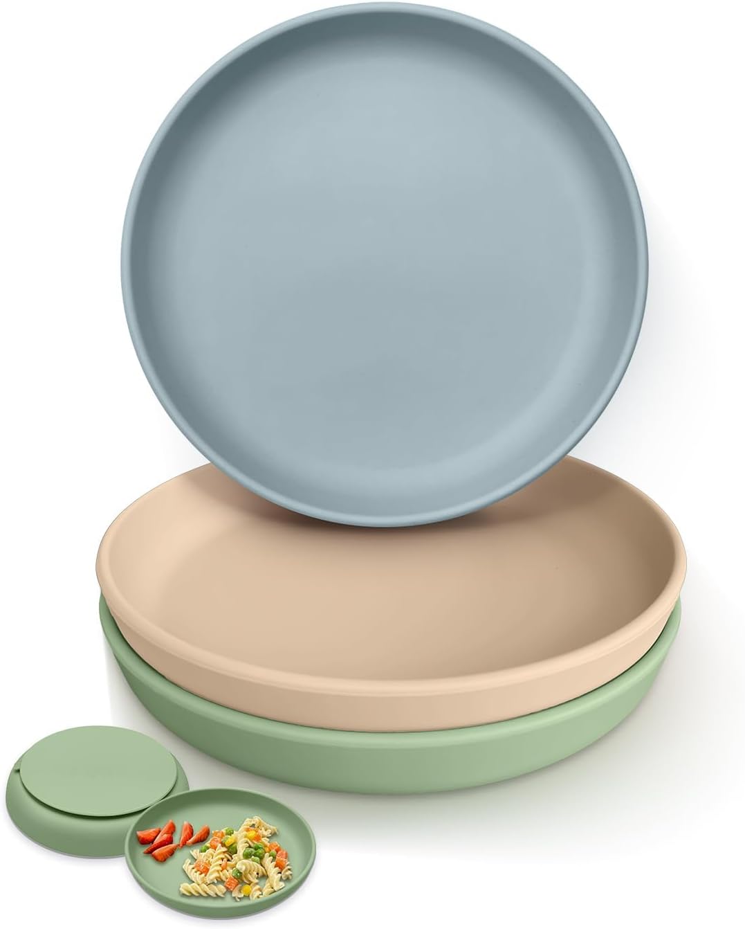 Classic Suction Toddler Plates 3 PCS, Food Grade Silicone Baby Plate with Suction BPA Free, Deeper Feeding Dishes for Toddler Kids Baby, Dishwasher Safe