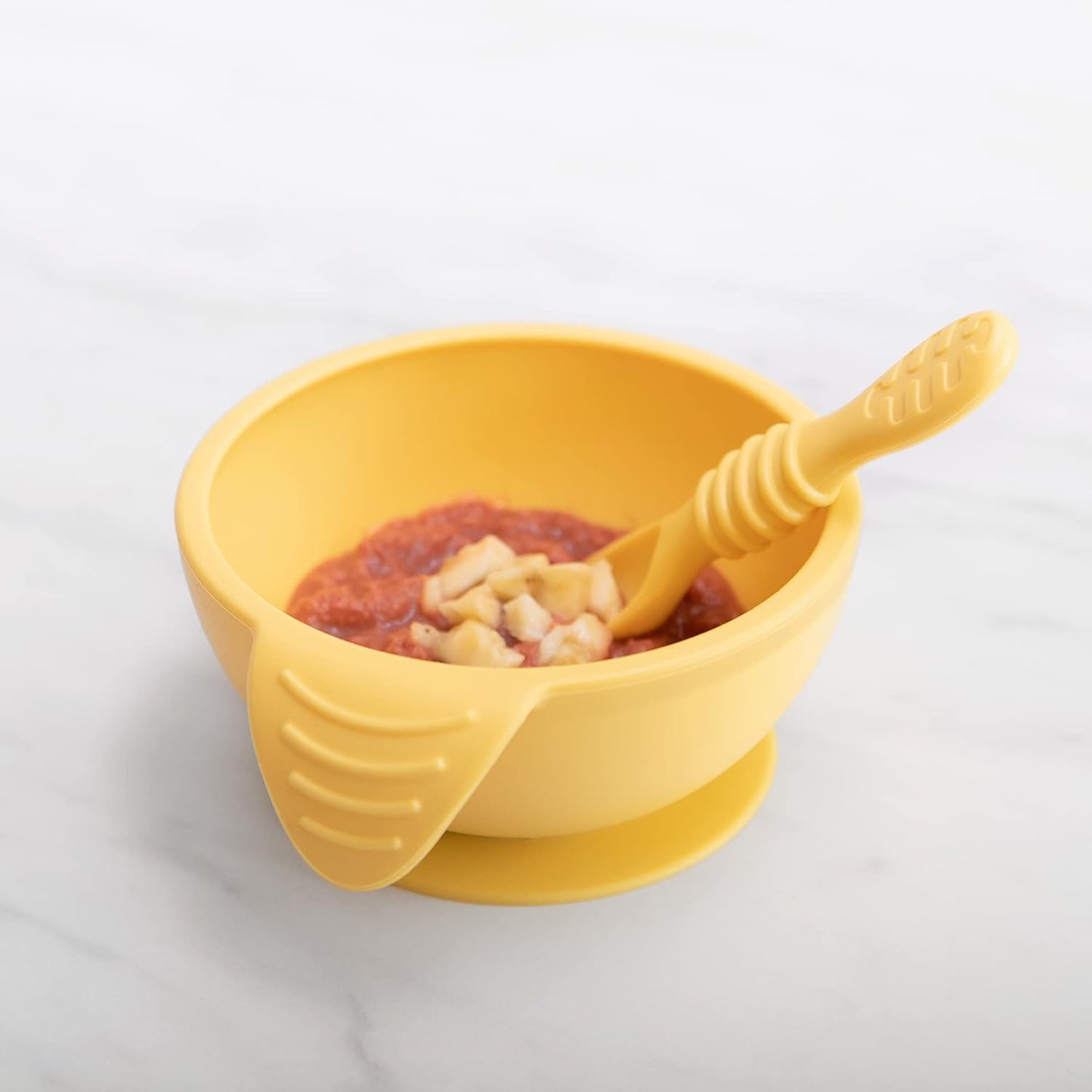 Bumkins Baby Bowl, Silicone Feeding Set with Suction for Baby and Toddler, Includes Spoon and Lid, First Feeding Set, Training Essentials for Baby Led Weaning for Babies 4 Months Up, Sage